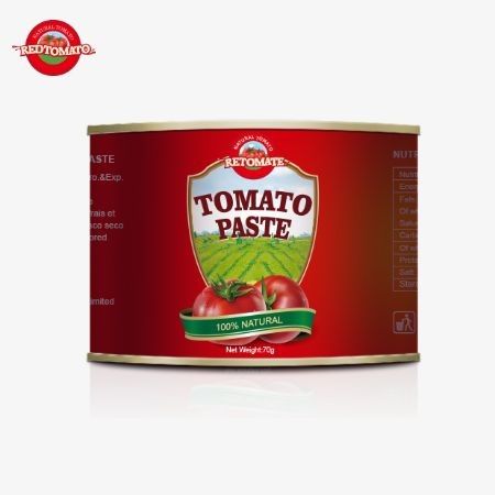 بسته بندی مناسب 70 گرمی قوطی از خمیر گوجه فرنگی شیرین و تر با طراحی بسته سخت دوستانه