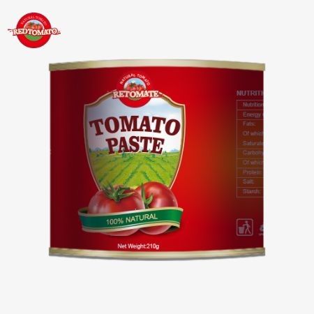 210 گرام پسته گوجه فرنگی کنسرو شده مطابق با استانداردهای تولید ISO HACCP BRC و FDA تولید می شود