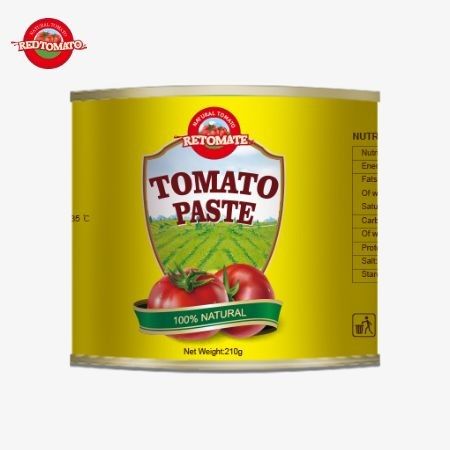 خمیر گوجه فرنگی کنسرو شده 210 گرمی که ما ارائه می دهیم مطابق با استانداردهای غذایی ISO HACCP و BRC توسط FDA است