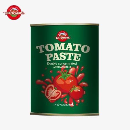 خمیر گوجه فرنگی دو برابر متمرکز ما از چین که خوشمزه است و به راحتی در قوطی های 850 گرم باز شده بسته بندی شده است