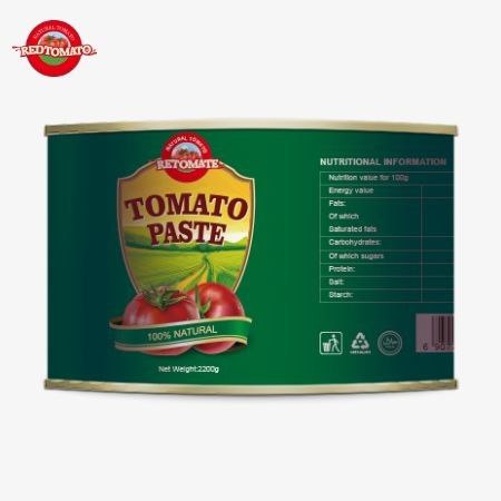 محصول طماطم کنسرو شده حلال با کیفیت بالا 28-30٪ خمیر طماطم متمرکز در 2200 گرم طعام اسلامی حلال آفریقایی
