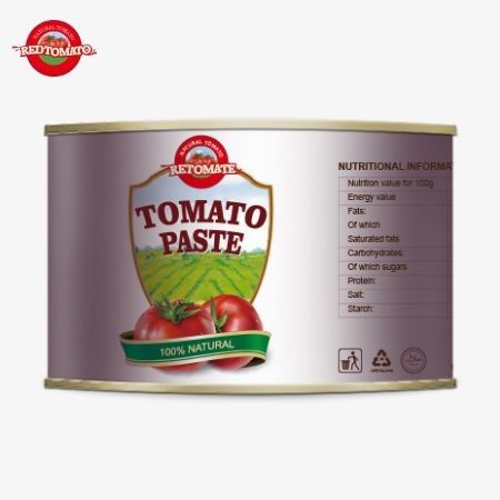 کیفیت بالا 2200g محصول گوجه فرنگی کنسرو شده حلال گواهی شده برای آشپزی آفریقایی مسلمان با 28-30٪ گوجه فرنگی متمرکز