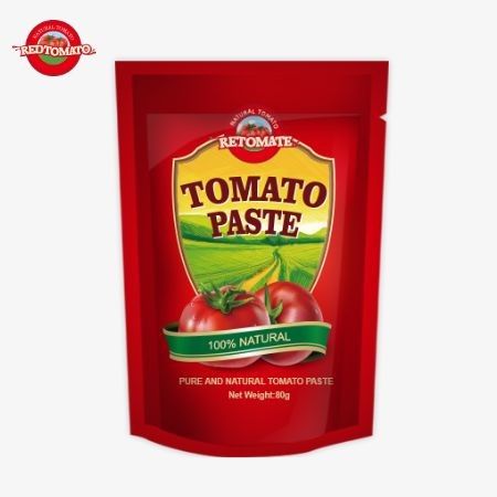 80 گرم خمیر گوجه فرنگی دو برابر متمرکز که در یک کیسه ایستاده بسته بندی شده است و سطح خلوص آن بین 30٪ تا 100٪ است.