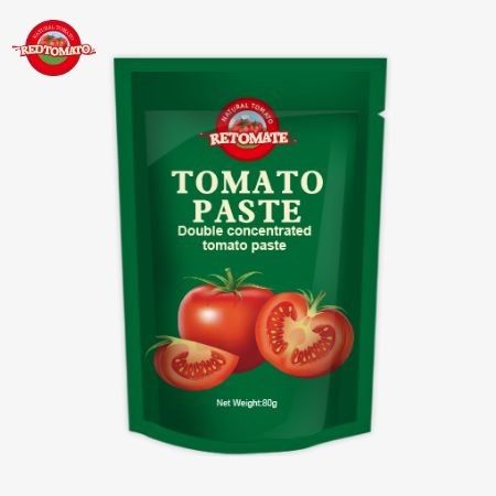 80 گرم کیسه ایستاده از خمیر گوجه فرنگی دو برابر متمرکز با سطوح خلوص بین 30٪ تا 100٪