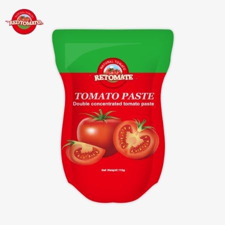 کارخانه خمیر گوجه فرنگی 113 گرمی کیسه های ایستاده را مطابق با استاندارد های تولید ISO HACCP BRC و FDA تولید می کند