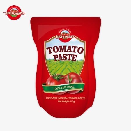 کارخانه خمیر گوجه فرنگی 113 گرمی کیسه های ایستاده را مطابق با استاندارد های تولید ISO HACCP BRC و FDA تولید می کند