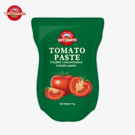 کارخانه خمیر گوجه فرنگی 113 گرمی کیسه های ایستاده را مطابق با استاندارد های تولید ISO HACCP BRC و FDA تولید می کند