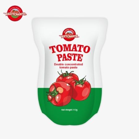 کارخانه خمیر گوجه فرنگی 113 گرمی بسته های ایستاده را مطابق با استاندارد های تولید ISO HACCP BRC و FDA تولید می کند