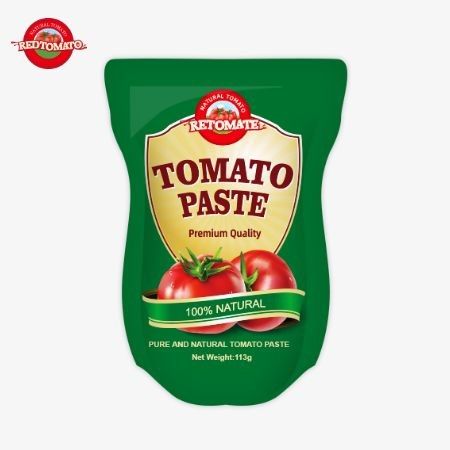 پاست گوجه فرنگی 113g بسته های ایستاده با استاندارد های تولید ISO HACCP BRC و FDA