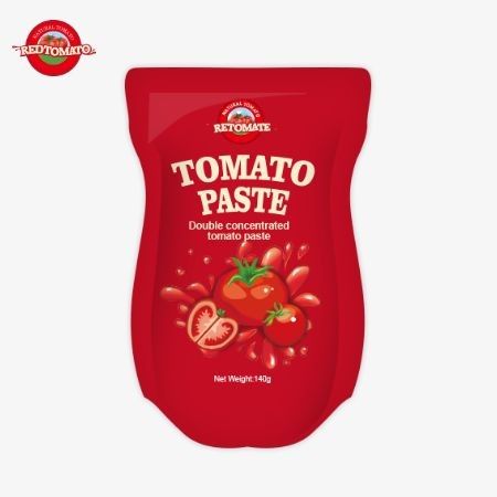 140 گرمی کیسه ایستاده از خمیر گوجه فرنگی شیرین و ترش محدوده خلوص: 22٪ - 30٪
