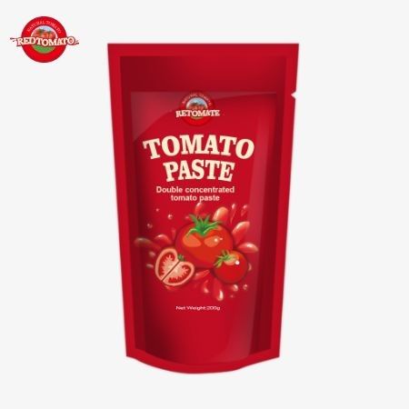 200 گرمی کیسه پاست گوجه فرنگی با استانداردهای ISO HACCP و BRC مطابقت دارد و قیمت کارخانه را تضمین می کند.