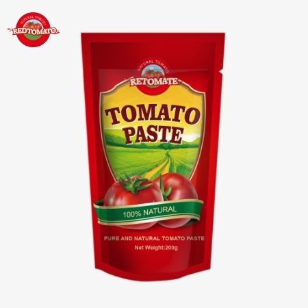 200 گرمی کیسه پاست گوجه فرنگی با استانداردهای ISO HACCP و BRC مطابقت دارد و قیمت کارخانه را تضمین می کند.