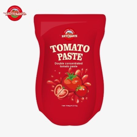 کيسه اي از پاست گوجه فرنگي 210 گرمي با استانداردهاي توليد ISO HACCP BRC و FDA مطابقت دارد