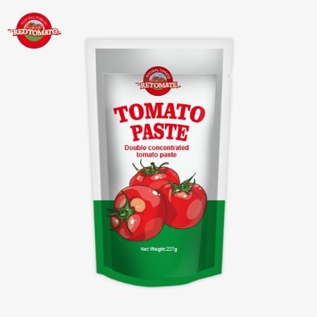 پاست گوجه فرنگی کیسه ای ISO 227g، پاست گوجه فرنگی دو برابر متمرکز با سطوح خلوص بین 30٪ تا 100٪