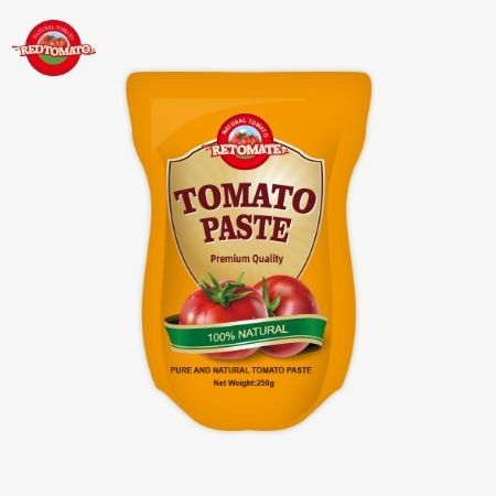 250 گرم خمیر گوجه فرنگی در یک کیسه بلند شیرین و ترش، با 30٪-100٪ خلوص
