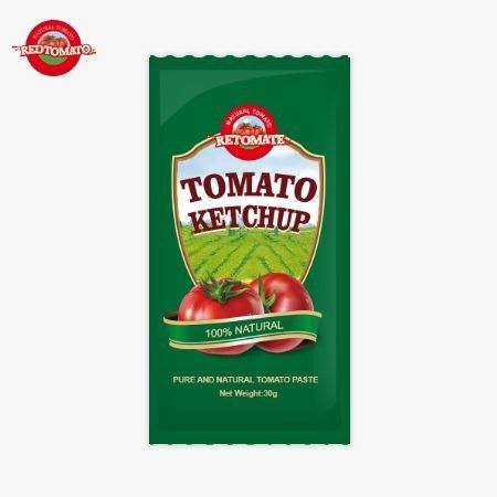 OEM کیسه کوچک گوجه فرنگی کتشاپ 30 گرم طعم شیرین و ترش طعم طبیعی خالص استانداردهای ISO HACCP BRC FDAl