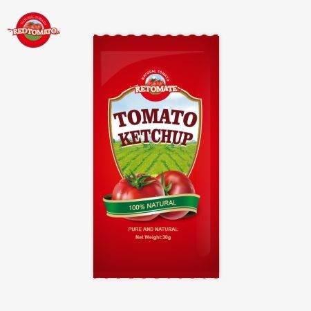 OEM کیسه کوچک گوجه فرنگی کتشاپ 30g با طعم طبیعی خالص، مطابق با استاندارد های ISO HACCP BRC و FDA