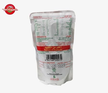 پاکت های با کیفیت بالا از خمیر گوجه فرنگی در دسترس است طرح های ایستاده دو برابر متمرکز و وزن 70g
