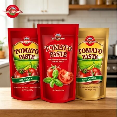 200 گرم پاست گوجه فرنگی ساکت ایستاده - گواهینامه ISO HACCP BRC، 30-100٪ خلوص، طعم شیرین و ترش