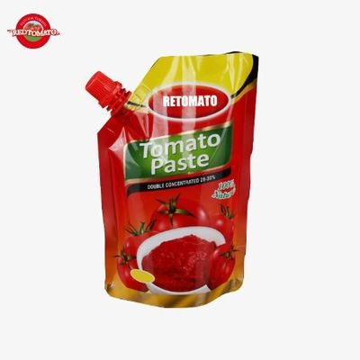 50g-500g پاست گوجه فرنگی دو برابر متمرکز بسته ایستاده با اسپوت