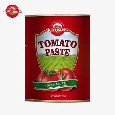 198 گرم خمیر گوجه فرنگی کنسرو شده که با استانداردهای تولید ISO HACCP BRC و FDA مطابقت دارد