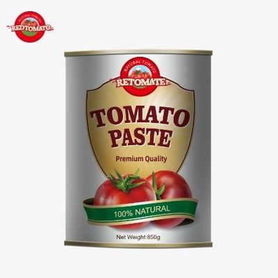 خمیر گوجه فرنگی دو برابر متمرکز از چین بدون مواد افزودنی، خوشمزه به راحتی بسته بندی شده در قوطی های 850 گرم آسان باز