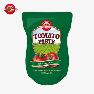 113 گرام کیسه های ایستاده از خمیر گوجه فرنگی مطابق با استانداردهای تولید ISO HACCP BRC و FDA است