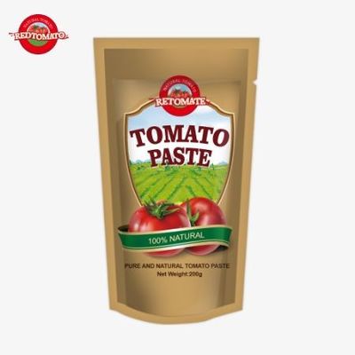 داراي گواهينامه FDA 200 گرمي خمیر گوجه فرنگي متمرکز دوگانه در کيسه اي