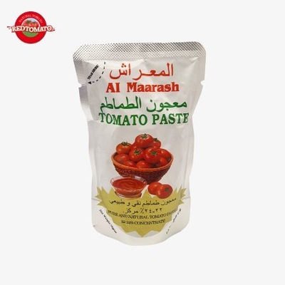 70 گرمی پاکت پاست گوجه فرنگی متمرکز به سطح بریکس 22-24٪ ارائه برند و طراحی بسته بندی